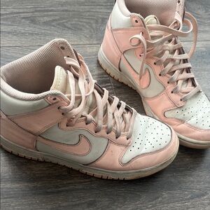 Nike Women's High-Top Sneakers - Light Pink and Cream